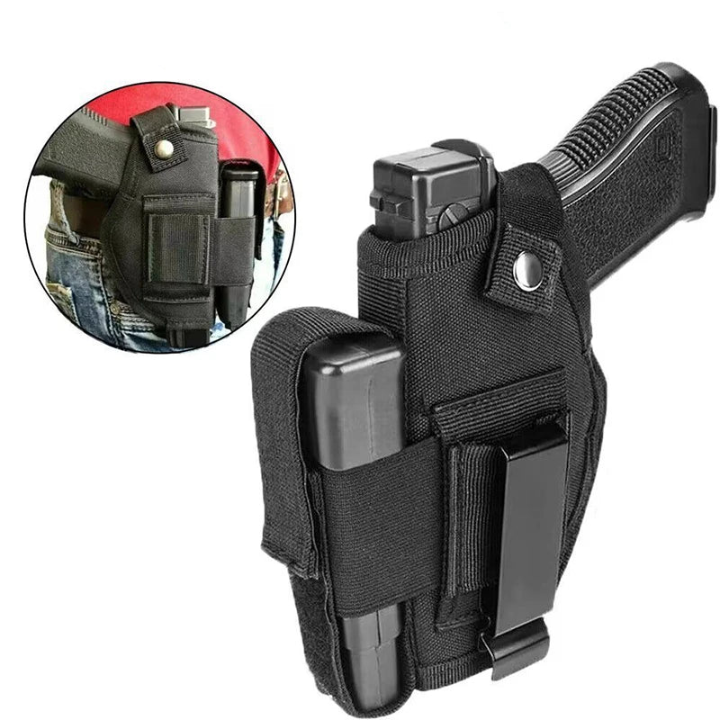 Universal Tactical Gun Holster Handguns Hidden Carry Holster Pistol Concealed Left/Right Gun Bag OWB IWB with Mag Pouches