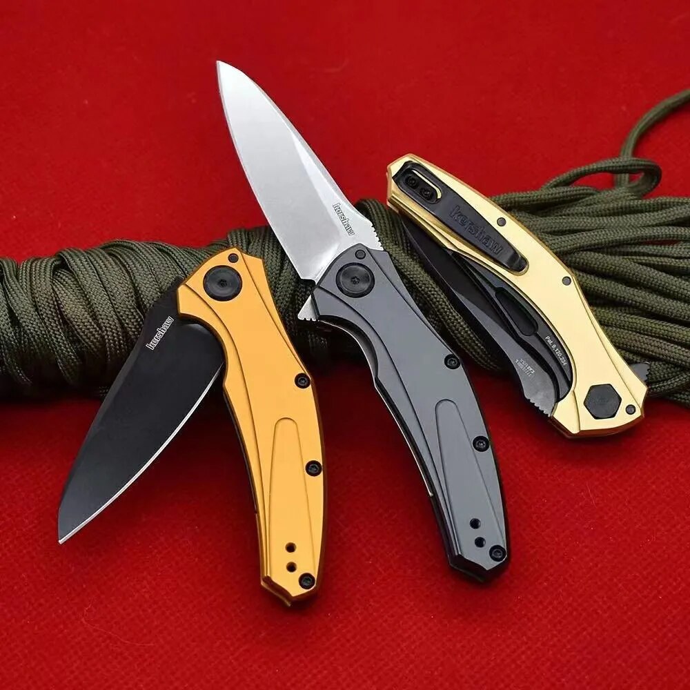 Kershaw 7777 Bareknuckle Flipper Ball Bearing Folding Knife 14C28N Plain Blade Aluminum Handle Outdoor Camping Pocket EDC Tools