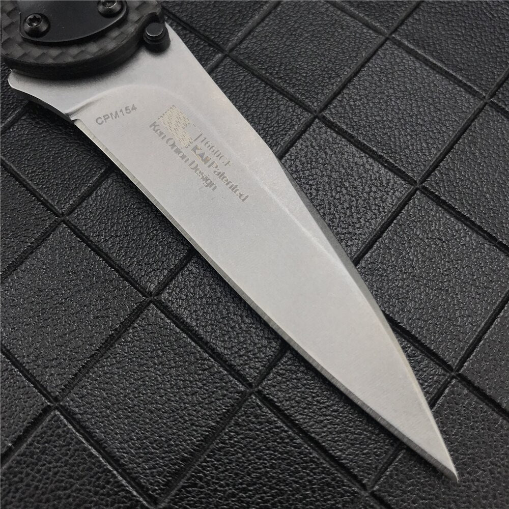 Newest Kershaw 1660 Ken Onion Leek Flipper Folding Knife 14C28N Plain Blade Carbon Fiber Handles Outdoor Hunting Camping Knife