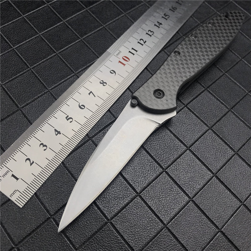 Newest Kershaw 1660 Ken Onion Leek Flipper Folding Knife 14C28N Plain Blade Carbon Fiber Handles Outdoor Hunting Camping Knife