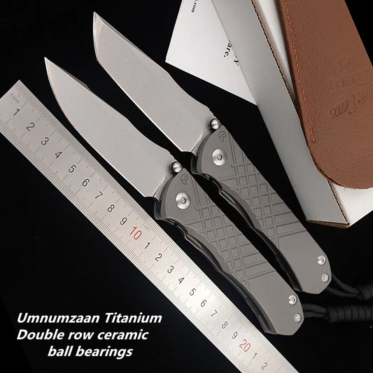 JUFULE Chris Reeve Umnumzaan Titanium Handle Double Row Ceramic Bearing Camp Hunt Fishing Outdoor S35vn EDC Tool Folding Knife