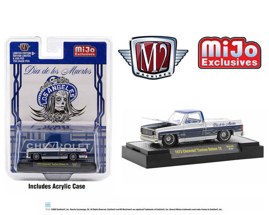 M2 Machines 1:64 1973 Chevrolet Custom Deluxe 10 Truck ” Dias De Los Muertos ” 2022 Limited Edition -Mijo Exclusives