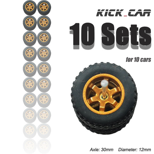 KICK CAR Model 1:64 Wheel & Tires Off-road for 1/64 Toy Car Model Vehicle Diecast Parts Detail-up Set (10 sets for 10 Cars)