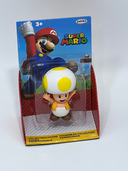 World of Nintendo Super Mario Yellow Toad Figure 2.5 inch by JAKKS Pacific USA