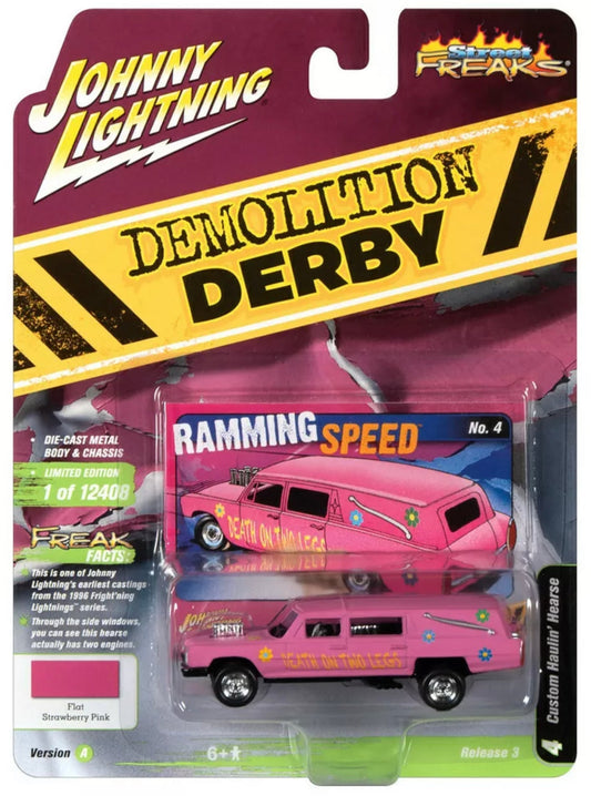 Johnny Lightning 1:64 Street Freaks Ver A Custom Haulin Hearse Strawberry Pink